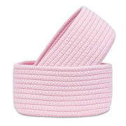 Generic Cotton 8x3 Inch Round 2 Set Bedside Organizer With Out Lid (Pink)