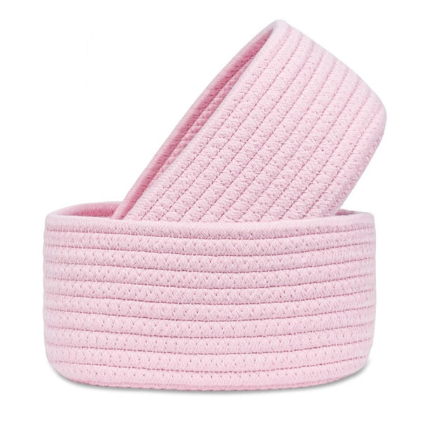 Generic Cotton 8x3 Inch Round 2 Set Bedside Organizer With Out Lid (Pink)