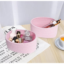 Generic Cotton 8x3 Inch Round 2 Set Bedside Organizer With Out Lid (Pink)