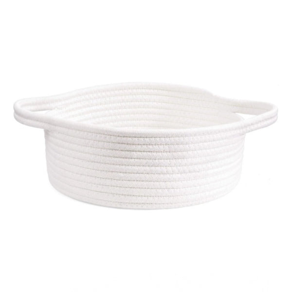 Generic Cotton 8x3 Inch Round Bedside Organizer With Out Lid (White)