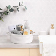 Generic Cotton 8x3 Inch Round Bedside Organizer With Out Lid (White)