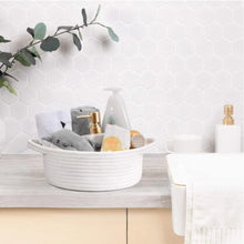Generic Cotton 8x3 Inch Round Bedside Organizer With Out Lid (White)