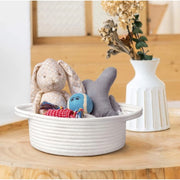 Generic Cotton 8x3 Inch Round Bedside Organizer With Out Lid (White)