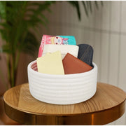 Generic Cotton 8x3 Inch Round 1 Pcs Bedside Organizer With Out Lid (White)