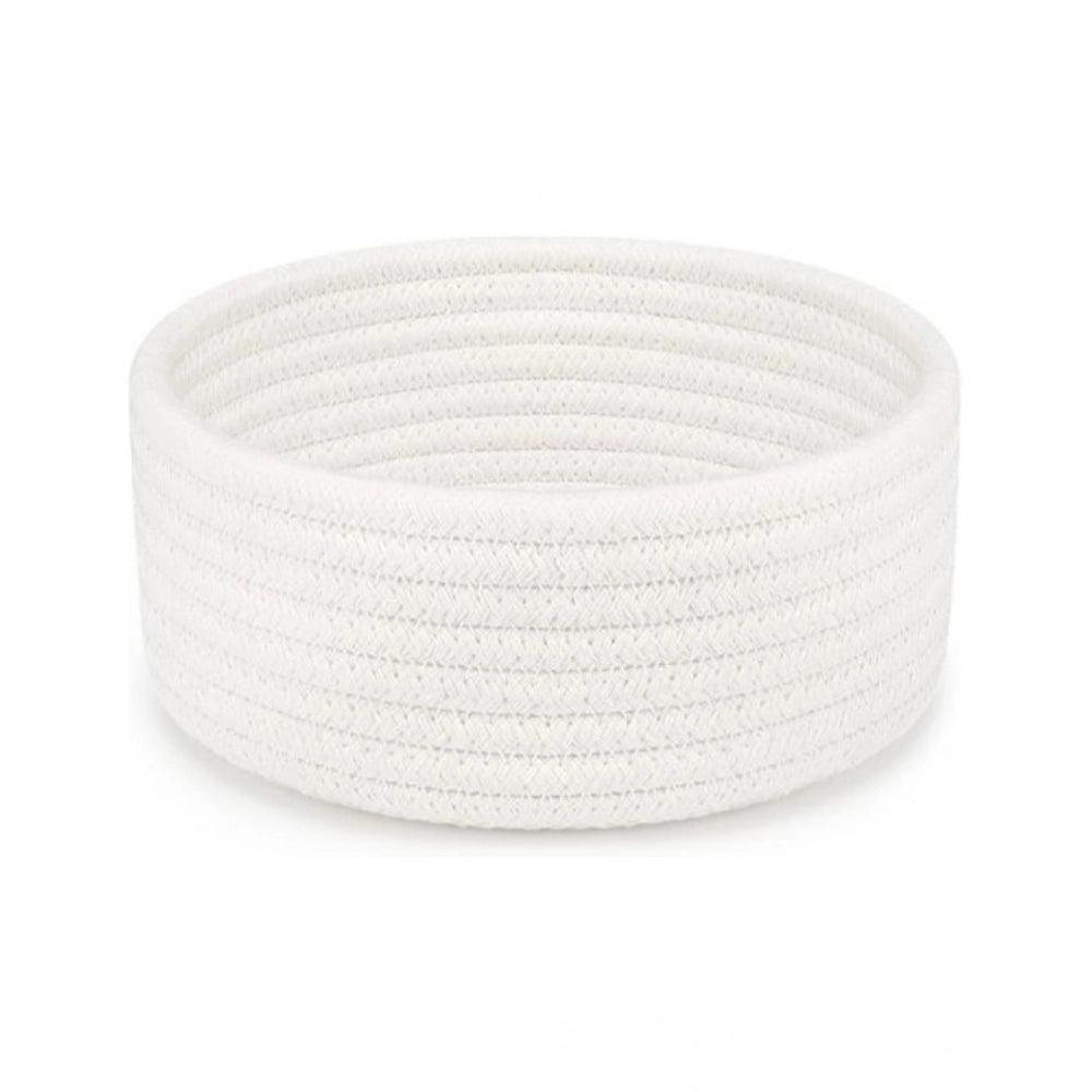 Generic Cotton 8x3 Inch Round 1 Pcs Bedside Organizer With Out Lid (White)