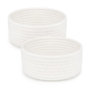 Generic Cotton 8x3 Inch Round 2 Set Bedside Organizer With Out Lid (White)