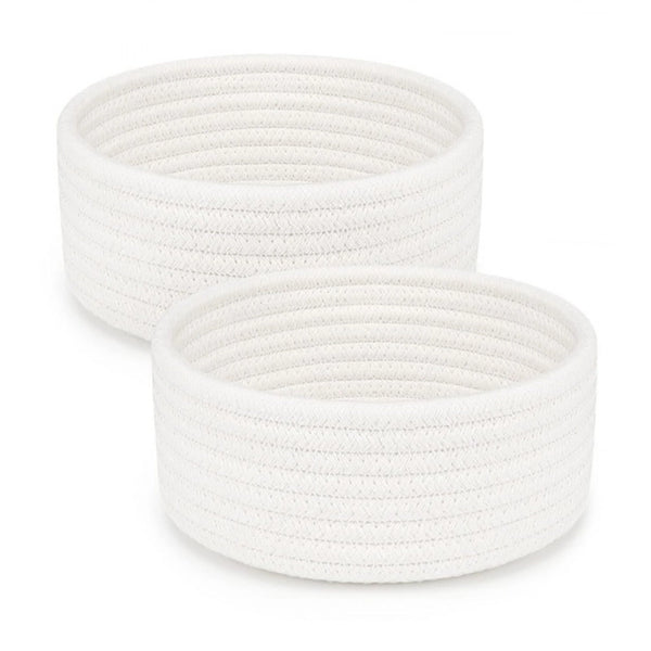 Generic Cotton 8x3 Inch Round 2 Set Bedside Organizer With Out Lid (White)