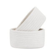 Generic Cotton 8x3 Inch Round 2 Set Bedside Organizer With Out Lid (White)