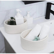 Generic Cotton 8x3 Inch Round 2 Set Bedside Organizer With Out Lid (White)