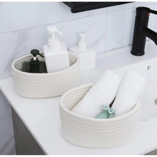 Generic Cotton 8x3 Inch Round 2 Set Bedside Organizer With Out Lid (White)