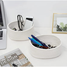 Generic Cotton 8x3 Inch Round 2 Set Bedside Organizer With Out Lid (White)