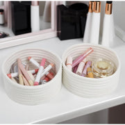 Generic Cotton 8x3 Inch Round 3 Set Bedside Organizer With Out Lid (White)