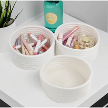 Generic Cotton 8x3 Inch Round 3 Set Bedside Organizer With Out Lid (White)