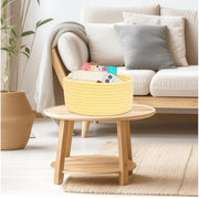 Generic Cotton 8x3 Inch Round 1 Pcs Bedside Organizer With Out Lid (Yellow)