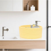 Generic Cotton 8x3 Inch Round 1 Pcs Bedside Organizer With Out Lid (Yellow)