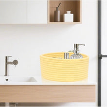 Generic Cotton 8x3 Inch Round 1 Pcs Bedside Organizer With Out Lid (Yellow)