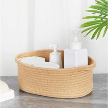 Generic Cotton 2 Pcs 10x7x4 Inch Oval Storage Basket For Clothes (Beige)