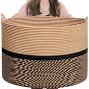 Generic Cotton Dori 16x14 Inch Storage Basket For Clothes With Out Lid (Beige-Beige-Black)