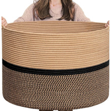 Generic Cotton Dori 16x14 Inch Storage Basket For Clothes With Out Lid (Beige-Beige-Black)