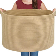 Generic Cotton Pack Of_1 14x12 Inch Storage Basket For Clothes With Out Lid (Beige)