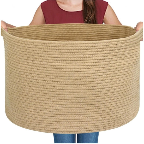 Generic Cotton Pack Of_1 14x12 Inch Storage Basket For Clothes With Out Lid (Beige)
