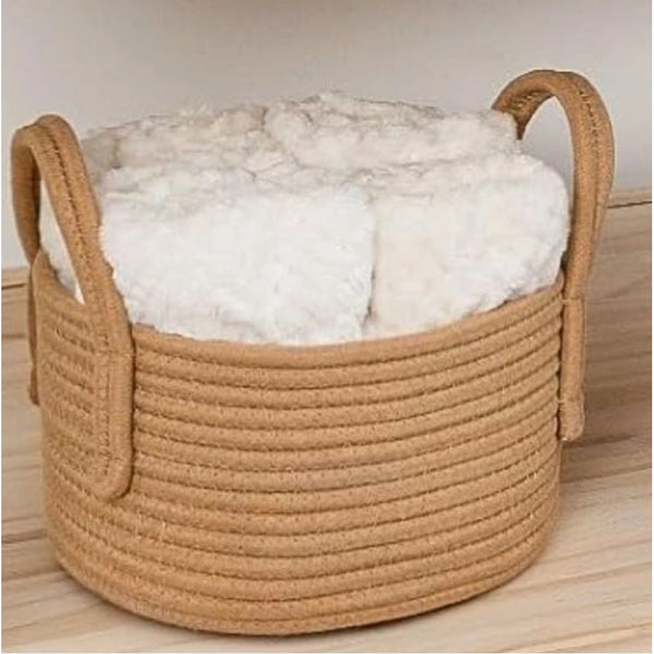 Generic Cotton Pack Of_1 Basket 7x5 Inch Storage Basket For Clothes (Beige)