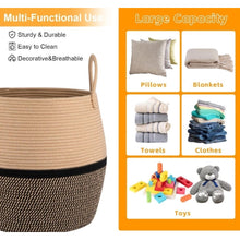 Generic Cotton Matka With Handle 14x12 Inch Storage Basket For Clothes With Out Lid (Beige-Black)