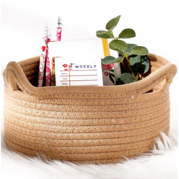 Generic Cotton Pack Of_1 Cat Basket 8x4 Inch Storage Basket For Clothes (Beige)
