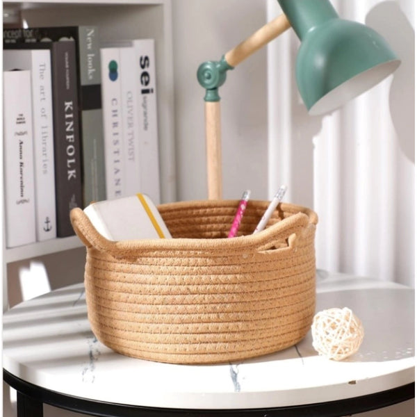 Generic Cotton Pack Of_1 Cat Basket 8x4 Inch Storage Basket For Clothes (Beige)