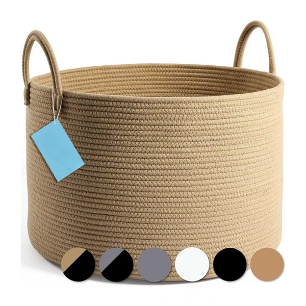 Generic Cotton Pack Of_1 14x12 Inch Laundry Storage Basket For Clothes (Beige)