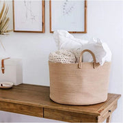 Generic Cotton Pack Of_1 14x12 Inch Laundry Storage Basket For Clothes (Beige)
