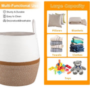 Generic Cotton Matka With Handle 14x12 Inch Storage Basket For Clothes With Out Lid (Beige-White)