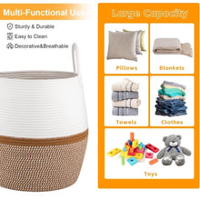 Generic Cotton Matka With Handle 14x12 Inch Storage Basket For Clothes With Out Lid (Beige-White)