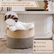 Generic Cotton Pack Of_1 16x14 Inch Storage Basket For Clothes With Out Lid (Beige-Beige-Black)