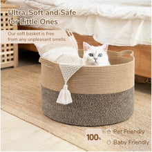 Generic Cotton Pack Of_1 16x14 Inch Storage Basket For Clothes With Out Lid (Beige-Beige-Black)