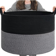 Generic Cotton Pack Of_1 16x14 Inch Storage Basket For Clothes With Out Lid (Black-Gray)