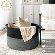 Generic Cotton Pack Of_1 16x14 Inch Storage Basket For Clothes With Out Lid (Black-Gray)