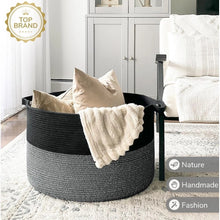Generic Cotton Pack Of_1 16x14 Inch Storage Basket For Clothes With Out Lid (Black-Gray)