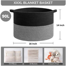 Generic Cotton Pack Of_1 16x14 Inch Storage Basket For Clothes With Out Lid (Black-Black-Kidi)