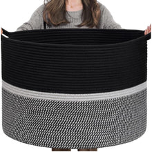 Generic Cotton Dori 16x14 Inch Storage Basket For Clothes With Out Lid (Black-Black-White)
