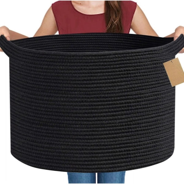 Generic Cotton Pack Of_1 14x12 Inch Storage Basket For Clothes With Out Lid (Black)
