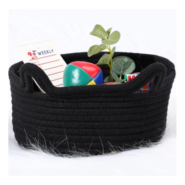 Generic Cotton Pack Of_1 Cat Basket 8x4 Inch Storage Basket For Clothes (Black)