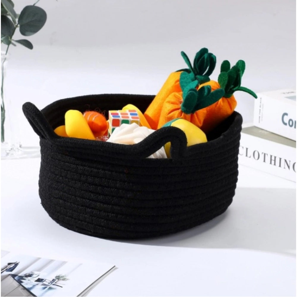 Generic Cotton Pack Of_1 Cat Basket 8x4 Inch Storage Basket For Clothes (Black)
