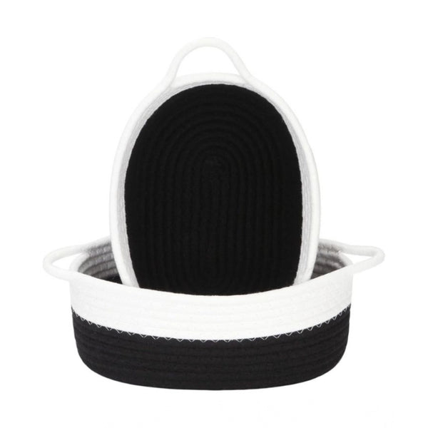 Generic Cotton Black White 2 Pcs Storage Basket For Clothes (Black-White)