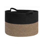 Generic Cotton Pack Of_1 16x14 Inch Storage Basket For Clothes With Out Lid (Black-Beige-Black)