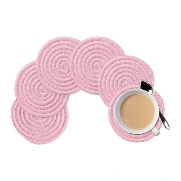 Generic Cotton Rope Drink Coasters 6 Pcs Set (Baby-Pink)