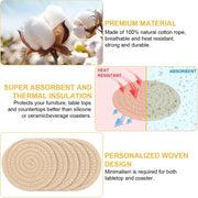 Generic Cotton Rope Drink Coasters 6 Pcs Set (Cream)