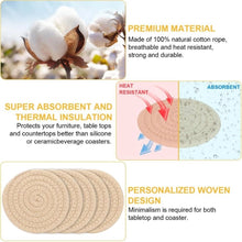 Generic Cotton Rope Drink Coasters 6 Pcs Set (Cream)