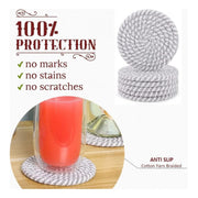 Generic Cotton Rope Drink Coasters 6 Pcs Set (Grey-White)
