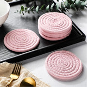 Generic Cotton Rope Drink Coasters 6 Pcs Set (Pink)